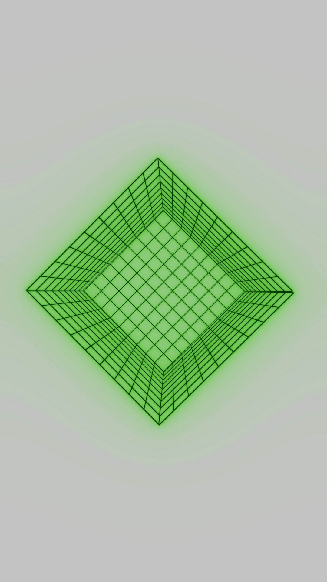 Green wireframe grid on a light gray background